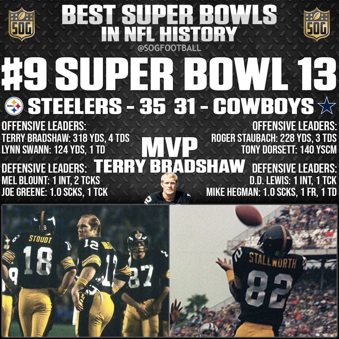 Top 10 Greatest Super Bowl Games of All-Time - #9 Super Bowl 13 - Pittsburgh Steelers vs Dallas Cowboys