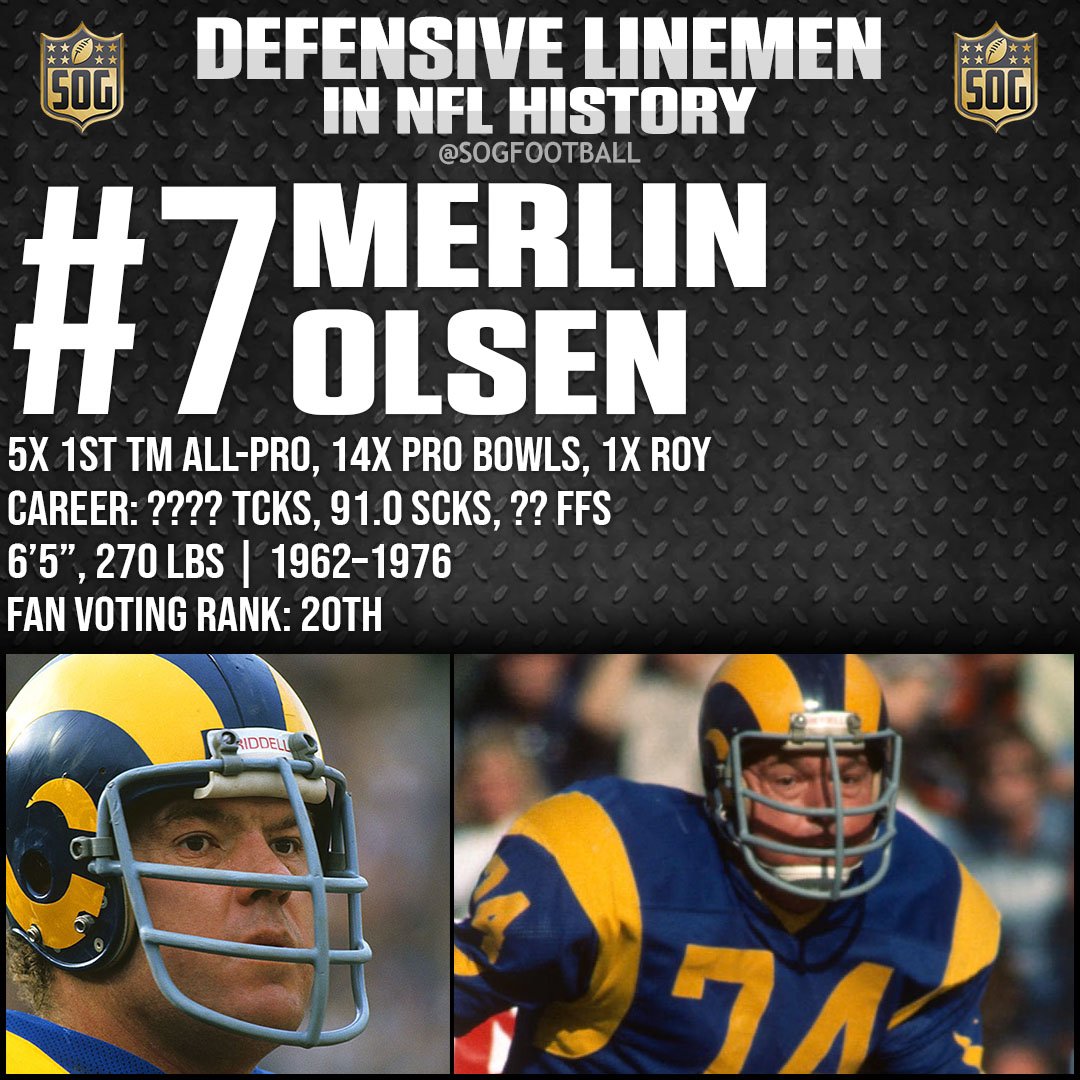Top 10 Best Defensive Linemen Ever in NFL History - #7 Merlin Olsen