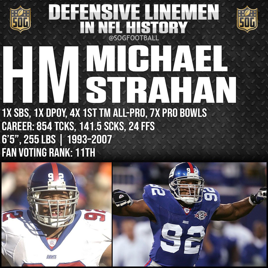 Top 10 Best Defensive Linemen Ever in NFL History Honorable Mention Michael Strahan